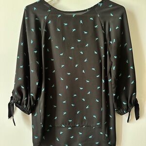 Papermoon Black Blouse with Blue Accents